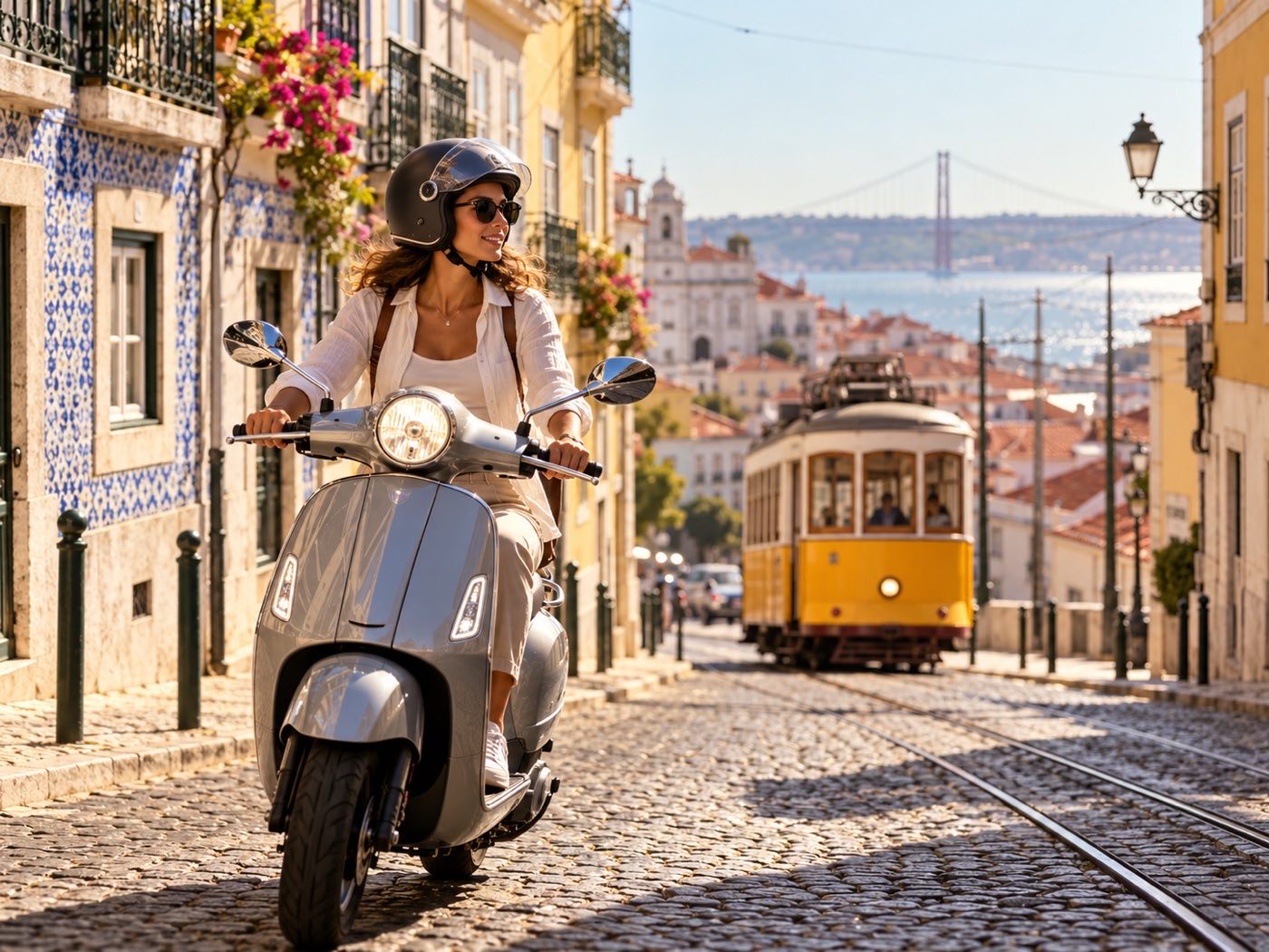 Scooter on a street in Lisbon